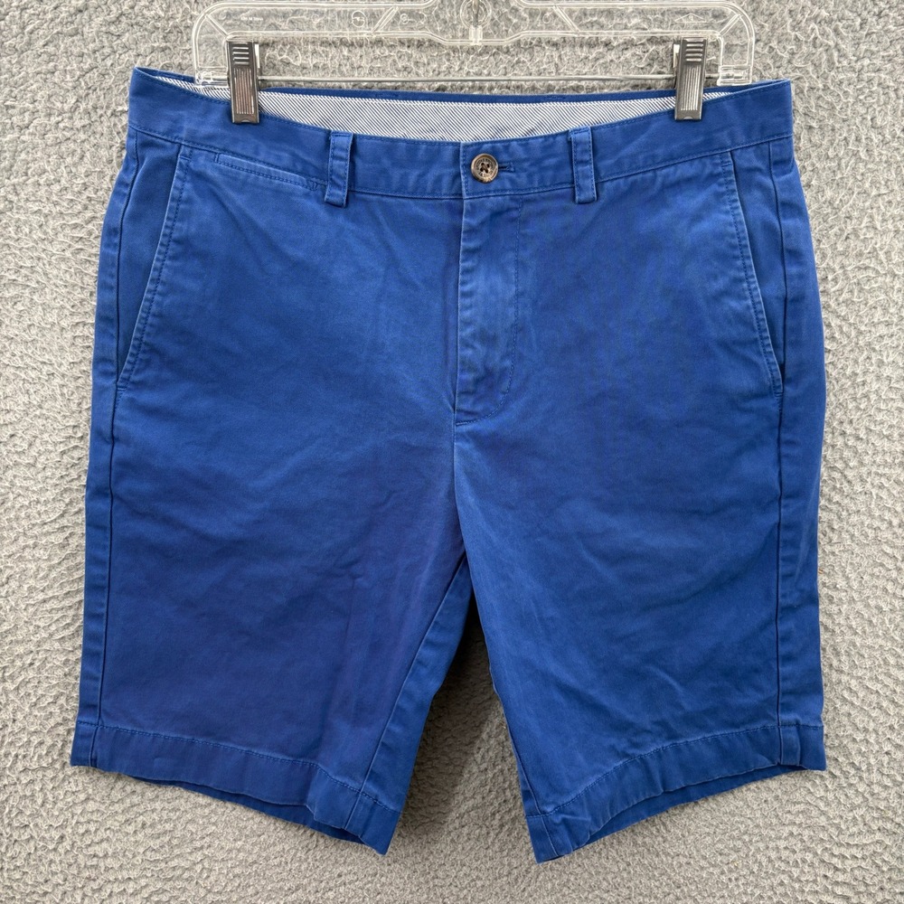 Brooks Brothers Shorts Mens 32 Blue Chino Flat Front Cotton Stretch Casual *